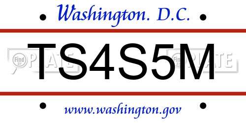 TS4S5M District Of Columbia License Plate