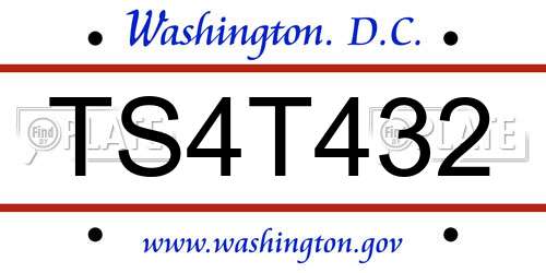 TS4T432 District Of Columbia License Plate