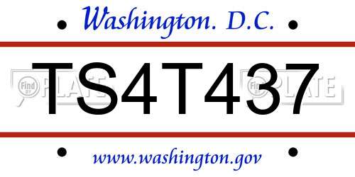 TS4T437 District Of Columbia License Plate