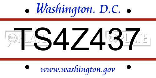 TS4Z437 District Of Columbia License Plate