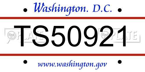 TS50921 District Of Columbia License Plate