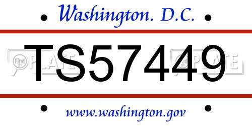 TS57449 District Of Columbia License Plate