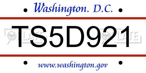 TS5D921 District Of Columbia License Plate