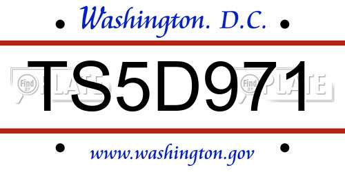 TS5D971 District Of Columbia License Plate