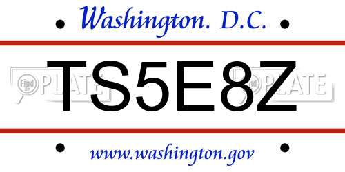 TS5E8Z District Of Columbia License Plate
