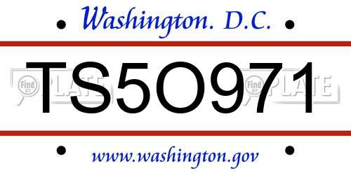 TS5O971 District Of Columbia License Plate