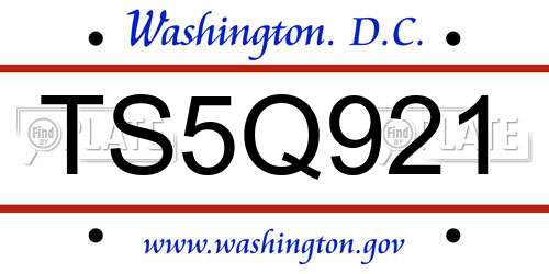 TS5Q921 District Of Columbia License Plate