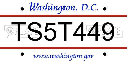 TS5T449 District Of Columbia License Plate
