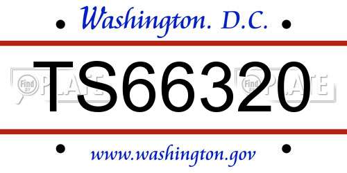 TS66320 District Of Columbia License Plate