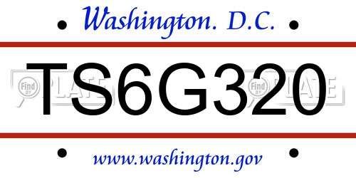 TS6G320 District Of Columbia License Plate