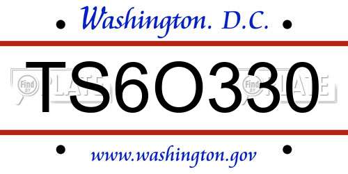 TS6O330 District Of Columbia License Plate