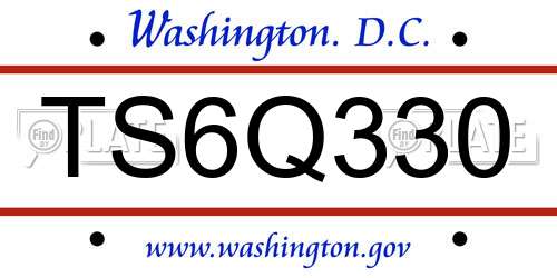 TS6Q330 District Of Columbia License Plate