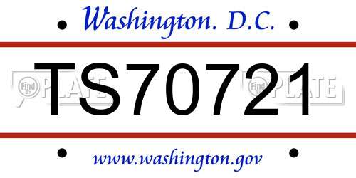 TS70721 District Of Columbia License Plate