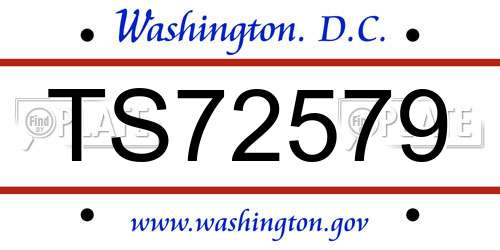 TS72579 District Of Columbia License Plate