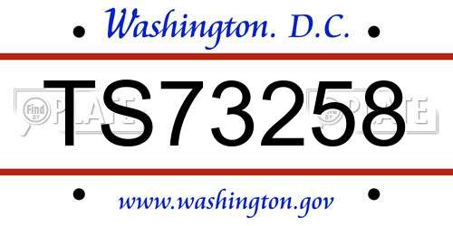 TS73258 District Of Columbia License Plate
