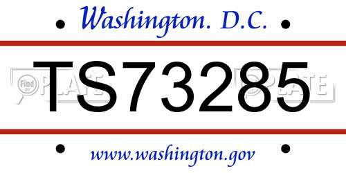 TS73285 District Of Columbia License Plate