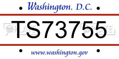 TS73755 District Of Columbia License Plate