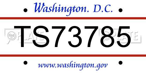 TS73785 District Of Columbia License Plate