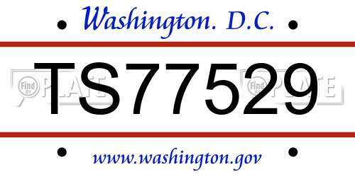 TS77529 District Of Columbia License Plate
