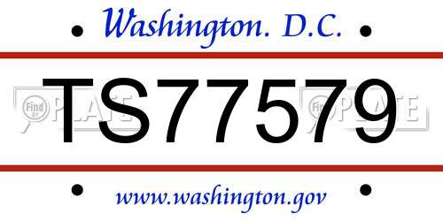 TS77579 District Of Columbia License Plate