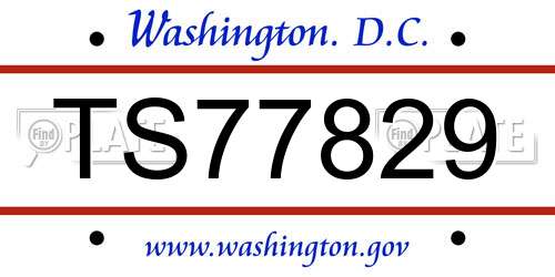 TS77829 District Of Columbia License Plate