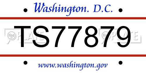 TS77879 District Of Columbia License Plate