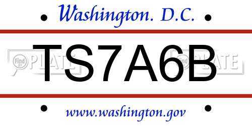 TS7A6B District Of Columbia License Plate