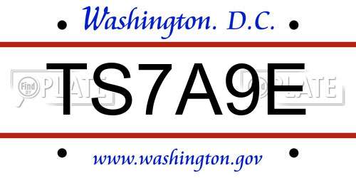TS7A9E District Of Columbia License Plate