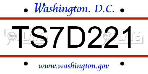 TS7D221 District Of Columbia License Plate