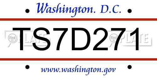 TS7D271 District Of Columbia License Plate