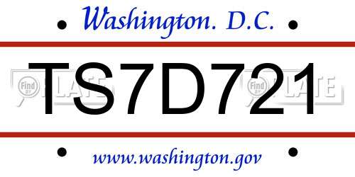 TS7D721 District Of Columbia License Plate