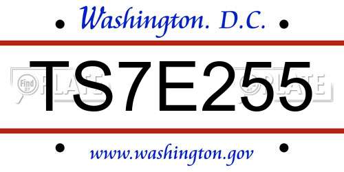 TS7E255 District Of Columbia License Plate