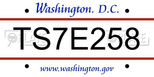 TS7E258 District Of Columbia License Plate