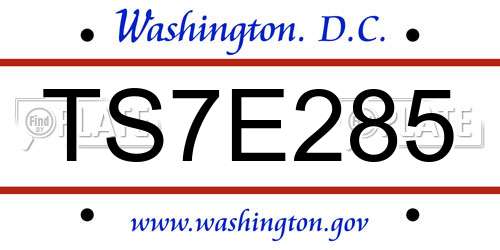 TS7E285 District Of Columbia License Plate
