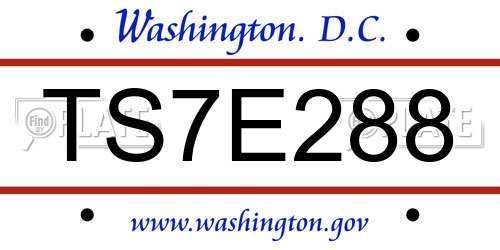 TS7E288 District Of Columbia License Plate
