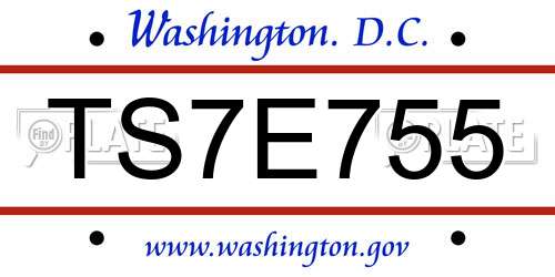 TS7E755 District Of Columbia License Plate