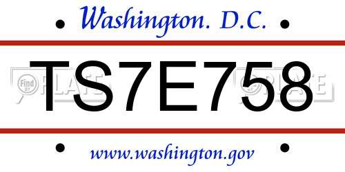 TS7E758 District Of Columbia License Plate