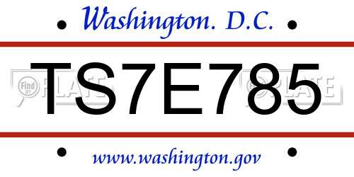TS7E785 District Of Columbia License Plate
