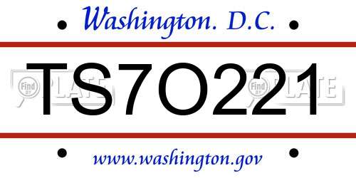 TS7O221 District Of Columbia License Plate