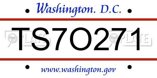 TS7O271 District Of Columbia License Plate