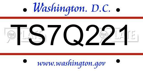 TS7Q221 District Of Columbia License Plate