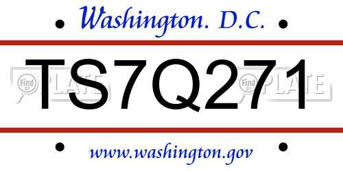 TS7Q271 District Of Columbia License Plate