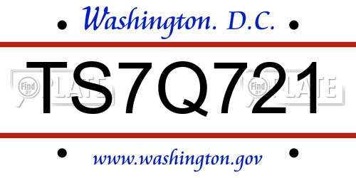 TS7Q721 District Of Columbia License Plate