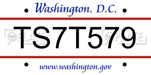TS7T579 District Of Columbia License Plate