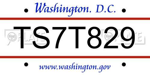TS7T829 District Of Columbia License Plate