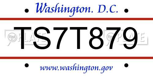 TS7T879 District Of Columbia License Plate