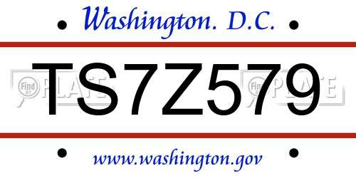 TS7Z579 District Of Columbia License Plate