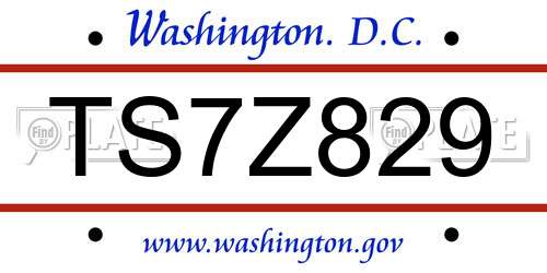 TS7Z829 District Of Columbia License Plate