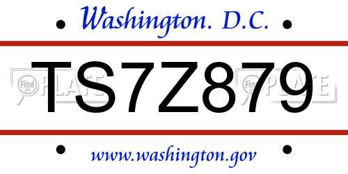 TS7Z879 District Of Columbia License Plate