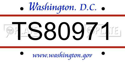 TS80971 District Of Columbia License Plate